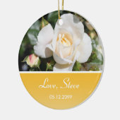 美しい白バラの花ハッピーバレンタインデー セラミックオーナメント (左)