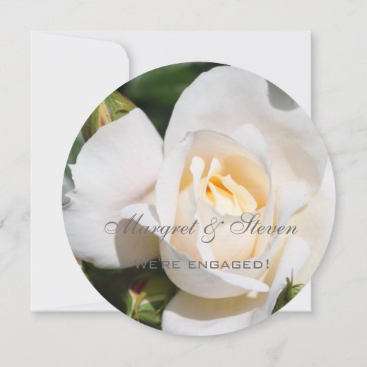 美しい白バラの花婚約パーティ 招待状 (裏面)