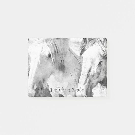 美しい白パーソナライズされた馬 ポストイット (正面)
