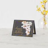 美しい白ピアスフラワーズシックハッピーバースデー カード (黄色い花)