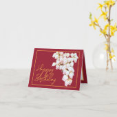 美しい白ピアスフラワーズシックハッピーバースデー カード (黄色い花)