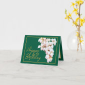 美しい白ピアスフラワーズシックハッピーバースデー カード (黄色い花)