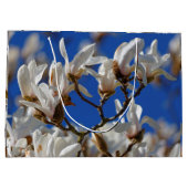 美しい白マグノリアSargentiana花 ラージペーパーバッグ (裏面)