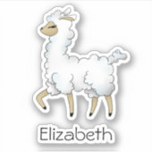 美しい白ラマあなたの名前のビニール シール (正面)