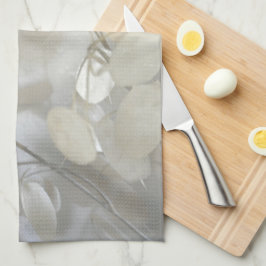 美しい白ルナリアシルバードルグレエレガントー キッチンタオル