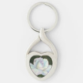 美しい白ローズバレンタインキーチェーン キーホルダー (正面)