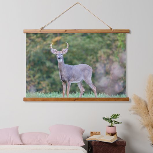 美しい白尾の鹿が畑に 吊り下げ型タペストリー (寝室)