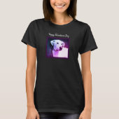 美しい白犬紫色の恋人バレンタインデー Tシャツ (正面)