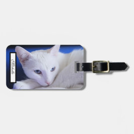 美しい白猫+ペットの写真を追加 ラゲッジタグ