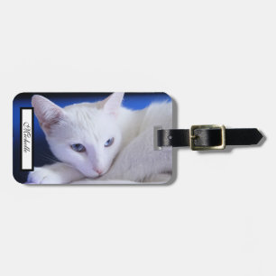 美しい白猫+ペットの写真を追加 ラゲッジタグ