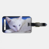 美しい白猫+ペットの写真を追加 ラゲッジタグ (裏面横)
