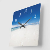美しい白砂のビーチとターコイズ海 スクエア壁時計 (傾斜)