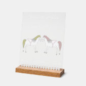 美しい白結婚の馬のカスタム アクリルサイン (傾斜)
