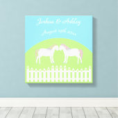 美しい白結婚の馬のカスタム キャンバスプリント (インサイチュ (ウッドフロア))