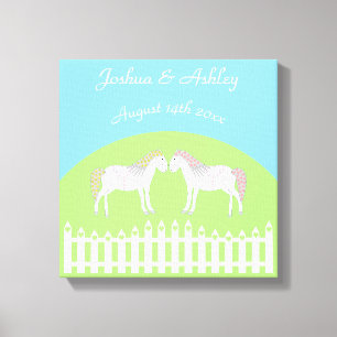 美しい白結婚の馬のカスタム キャンバスプリント