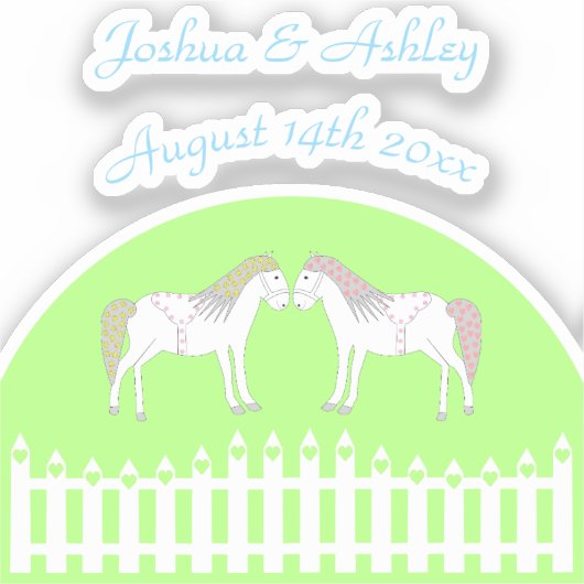 美しい白結婚の馬のカスタム シール (正面)