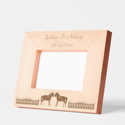 美しい白結婚の馬のカスタム レーザー彫刻フレーム (左)