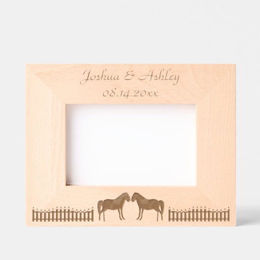 美しい白結婚の馬のカスタム レーザー彫刻フレーム (正面)