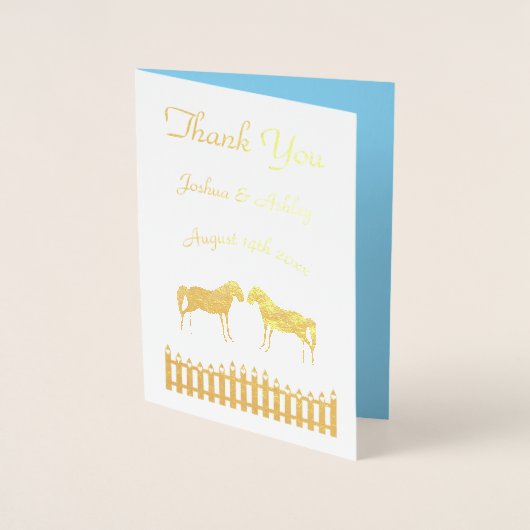 美しい白結婚の馬のカスタム 箔カード (正面)