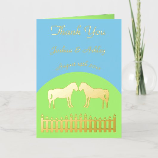 美しい白結婚の馬のカスタム 箔グリーティングカード (正面)