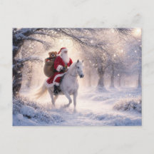 美しい白馬に乗るサンタ クリスマス