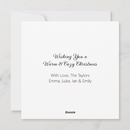 美しい白馬のいる農場のクリスマス シーズンカード (裏面)