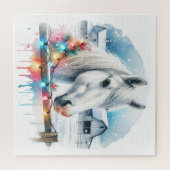 美しい白馬オンファームクリスマス ジグソーパズル (横)