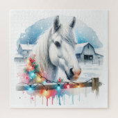 美しい白馬オンファームクリスマス ジグソーパズル (縦)