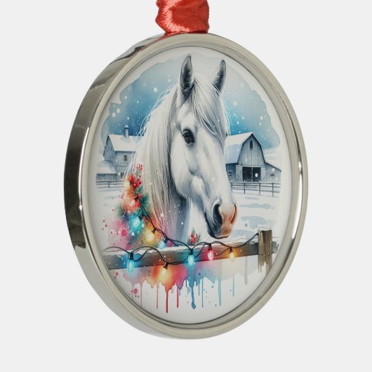 美しい白馬オンファームクリスマス メタルオーナメント (右)