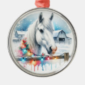 美しい白馬オンファームクリスマス メタルオーナメント (正面)