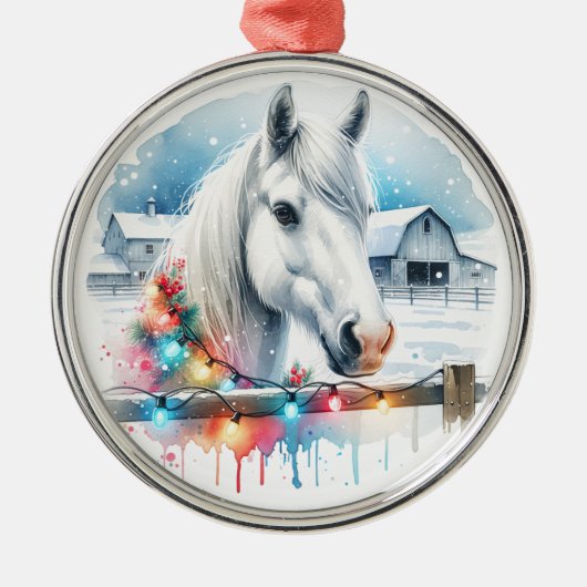 美しい白馬オンファームクリスマス メタルオーナメント