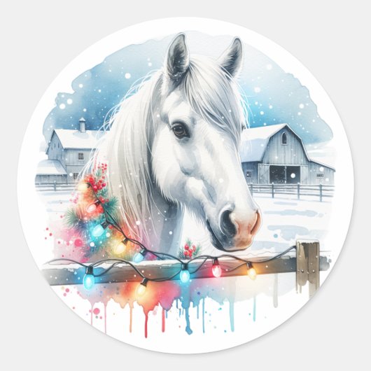 美しい白馬オンファームクリスマス ラウンドシール (正面)