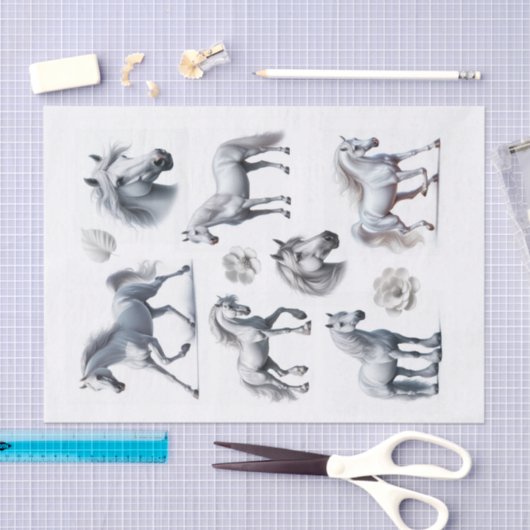 美しい白馬フッシーが芸術を切り取る 薄葉紙 (クラフト)