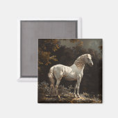 美しい白馬油絵ヴィンテージ マグネット (正面/裏面)