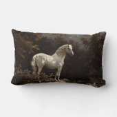 美しい白馬油絵ヴィンテージ ランバークッション (裏面)