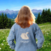 美しい白鳥と編集可能文字 デニムジャケット