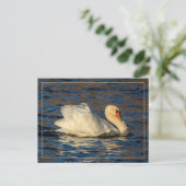 美しい白鳥と青い水はがき ポストカード (スタンド正面)