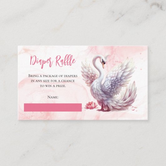 美しい白鳥のフローラ赤ちゃんシャワーおむつラッフル エンクロージャーカード (正面)