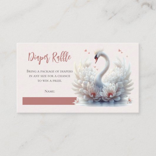 美しい白鳥のフローラ赤ちゃんシャワーおむつラッフル エンクロージャーカード (正面)