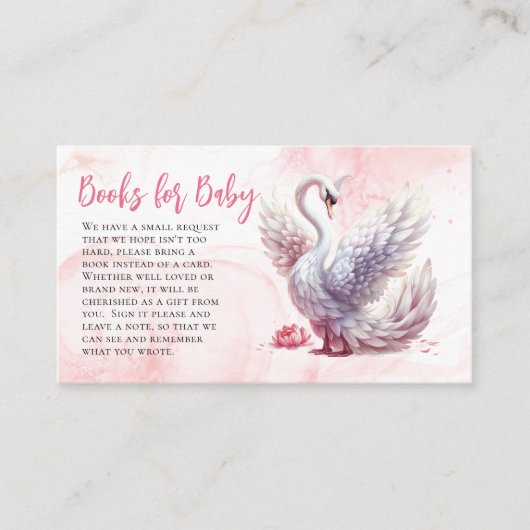 美しい白鳥のフローラ赤ちゃんシャワー本ベビー エンクロージャーカード (正面)