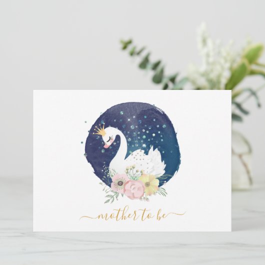 美しい白鳥の妊娠告知カード 案内状 (スタンド正面)