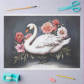 美しい白鳥ヴィンテージ絵を描の花の切り離し 薄葉紙 (クラフト)