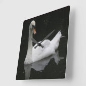 美しい白鳥時計 スクエア壁時計 (傾斜)