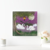 美しい白鳥時計 スクエア壁時計 (ホーム)