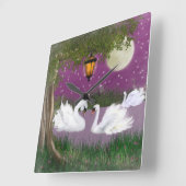 美しい白鳥時計 スクエア壁時計 (傾斜)