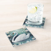 美しい白鳥 ガラスコースター (アングル)