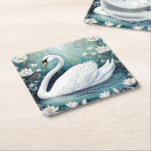 美しい白鳥 スクエアペーパーコースター (アングル)