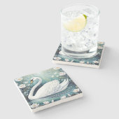 美しい白鳥 ストーンコースター (横)