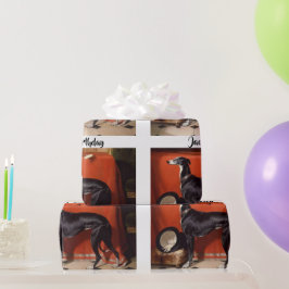 美しい白黒のグレイハウンド ラッピングペーパー