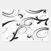 美しい白黒のスクロール ラッピングペーパーシート (正面2)